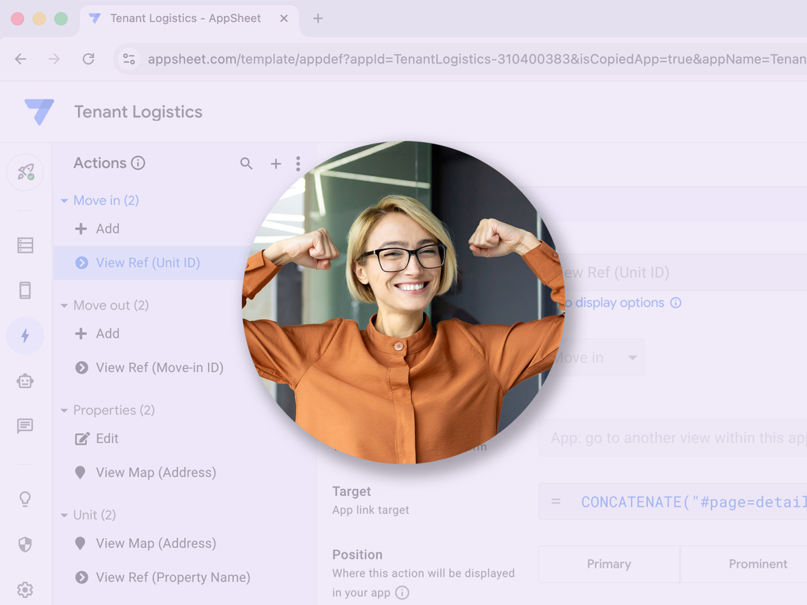 Team member celebrating an app they built together with AppSheet