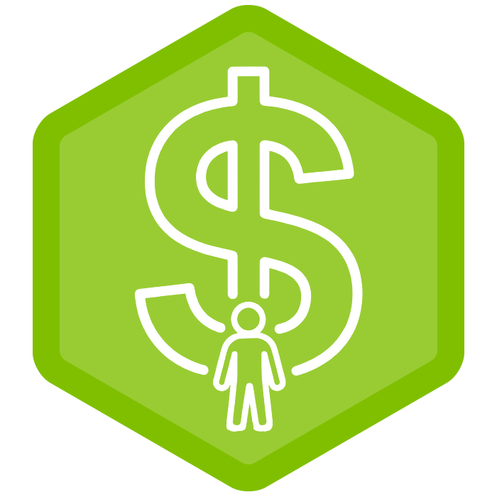 Colored hexagon icon for the custom way
