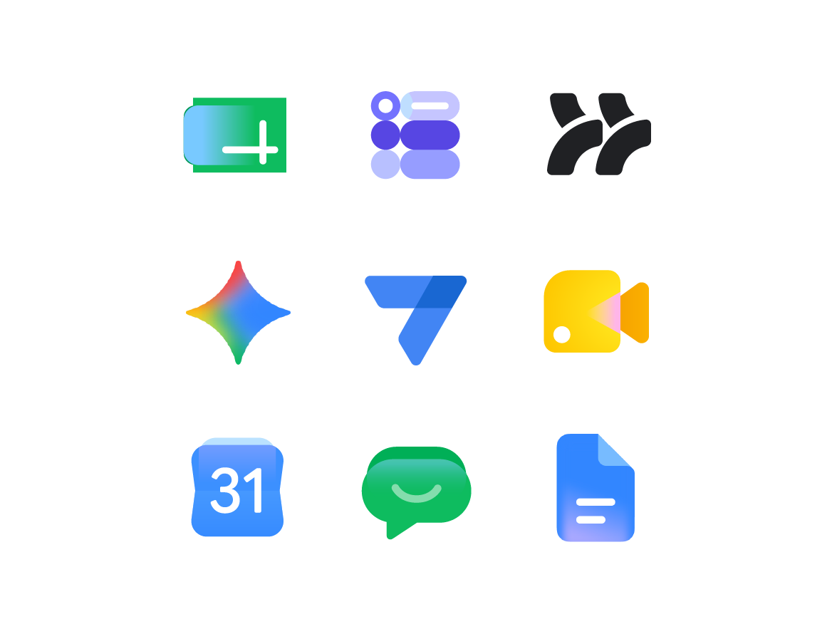Google Workspace tools: Meet, Drive, Calendar, Gmail, Docs, Sheets and more